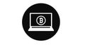 Laptop with a Bitcoin, Black and White Bitcoin Icon Royalty Free Stock Photo