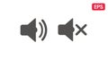 Vector sound icon, speaker sign on and off. Royalty Free Stock Photo