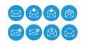 Mail Icon Set. Vector blue and white isolated Royalty Free Stock Photo