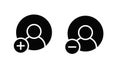 Add User Icon. Vector flat black and white set of add user illustration Royalty Free Stock Photo