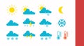 Weather icon set. Set of flat isolated illustrations