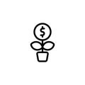 Trading Investment Plant Growth Money Outline Icon, Logo, and illustration