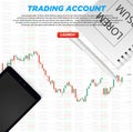 Trading platform account. UI business analysis and investing. Market trade. Binary option. Money Making.