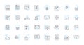 Trading platform linear icons set. Interface, Functionality, User-friendly, Efficiency, Execution, Orderflow, Charting Royalty Free Stock Photo