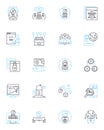 Trading platform linear icons set. Interface, Functionality, User-friendly, Efficiency, Execution, Orderflow, Charting Royalty Free Stock Photo