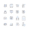 Trading room line icons collection. Market, Investments, Stocks, Trading, Forex, Options, Futures vector and linear