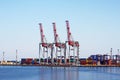 Trading seaport with cranes