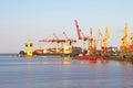 Trading seaport with cranes in Odessa, Ukraine