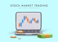 Trading on stock market. Online stock chart. Real time price tracking, stock control