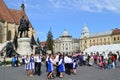 Tradionally german dressed dancers at an Oktoberfest event. Royalty Free Stock Photo