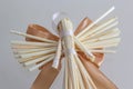 Tradition angels from handmade straw. National traditions of Ukraine.Christmas angel. Christmas straw ornament isolated Royalty Free Stock Photo