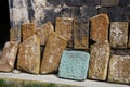 Cross stones also called Khachkar in the Sevanavank Monastery, Armenia