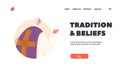 Tradition and Beliefs Landing Page Template. Priest Character, Spiritual Leader And Guide For The Catholic Community