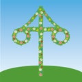 Midsummer in Sweden. Maypole. Vector illustration.