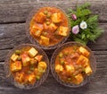 Tradition indian food - cheese paneer with peas in spicy tomato sauce