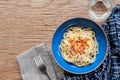 Tradition Italian food pasta carbonara, Spaghetti with bacon, ha Royalty Free Stock Photo