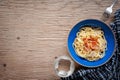 Tradition Italian food pasta carbonara, Spaghetti with bacon, ha Royalty Free Stock Photo
