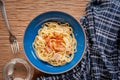 Tradition Italian food pasta carbonara, Spaghetti with bacon, ha Royalty Free Stock Photo