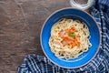 Tradition Italian food pasta carbonara, Spaghetti with bacon, ha Royalty Free Stock Photo