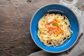 Tradition Italian food pasta carbonara, Spaghetti with bacon, ha Royalty Free Stock Photo