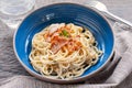 Tradition Italian food pasta carbonara, Spaghetti with bacon, ha Royalty Free Stock Photo