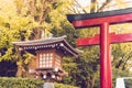 Tradition lantern made from wood in Shrine temple Japan. Royalty Free Stock Photo