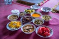 Tradition Northern Thai food. on a wooden table, Set of Thai food popular menu. Royalty Free Stock Photo