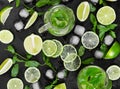 Tradition summer drink mojito with lime, mint and ice Royalty Free Stock Photo