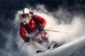 christmas snow ski holiday snowboarder sport winter mountain santa skier. Generative AI.