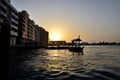 The traditional Abra boat in Dubai Creek in sunset