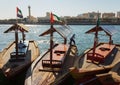 Traditional Abra ferries at the creek in Dubai,