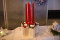 traditional Advent candles. Christmas balls and candles, for table decoration Royalty Free Stock Photo