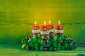 Traditional advent wreath or crown with four red burning candles Royalty Free Stock Photo