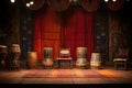 traditional african drums on a decorated stage Royalty Free Stock Photo