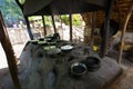 Traditional African food cooked inside Tanzanian clay pots on clay stove at Mto wa Mbu, village, Tanzania, Africa Royalty Free Stock Photo