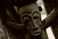 Traditional African wooden sculpture, closeup detail