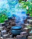 Traditional Afrikaner outdoor cooking on an open fire Royalty Free Stock Photo