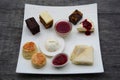 Traditional afternoon tea set on wooden table