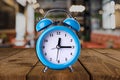 Traditional alarm clock. fall time change concept. Back, autumn. Royalty Free Stock Photo