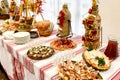 Traditional alcohol and appetizer on wedding table Royalty Free Stock Photo