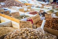 Traditional almonds and pistachios market in South Italy