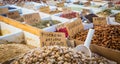 Traditional almonds and pistachios market in South Italy