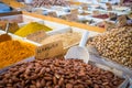 Traditional almonds and pistachios market in South Italy