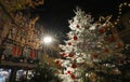 Traditional Alsatian half-timbered houses in old town of Colmar, decorated for christmas time, Alsace, France Royalty Free Stock Photo