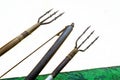 Traditional Amazon south America fishing spears and bow Royalty Free Stock Photo