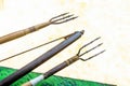 Traditional Amazon south America fishing spears and bow Royalty Free Stock Photo