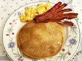 Traditional American Breakfast With Pancakes, Eggs and Bacon Royalty Free Stock Photo