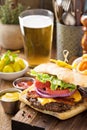 Traditional american burger with cheese and bacon Royalty Free Stock Photo