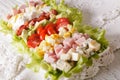 Traditional American Cobb salad close-up. horizontal Royalty Free Stock Photo