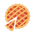 Traditional american homemade berry pie with pie slice vector illustration